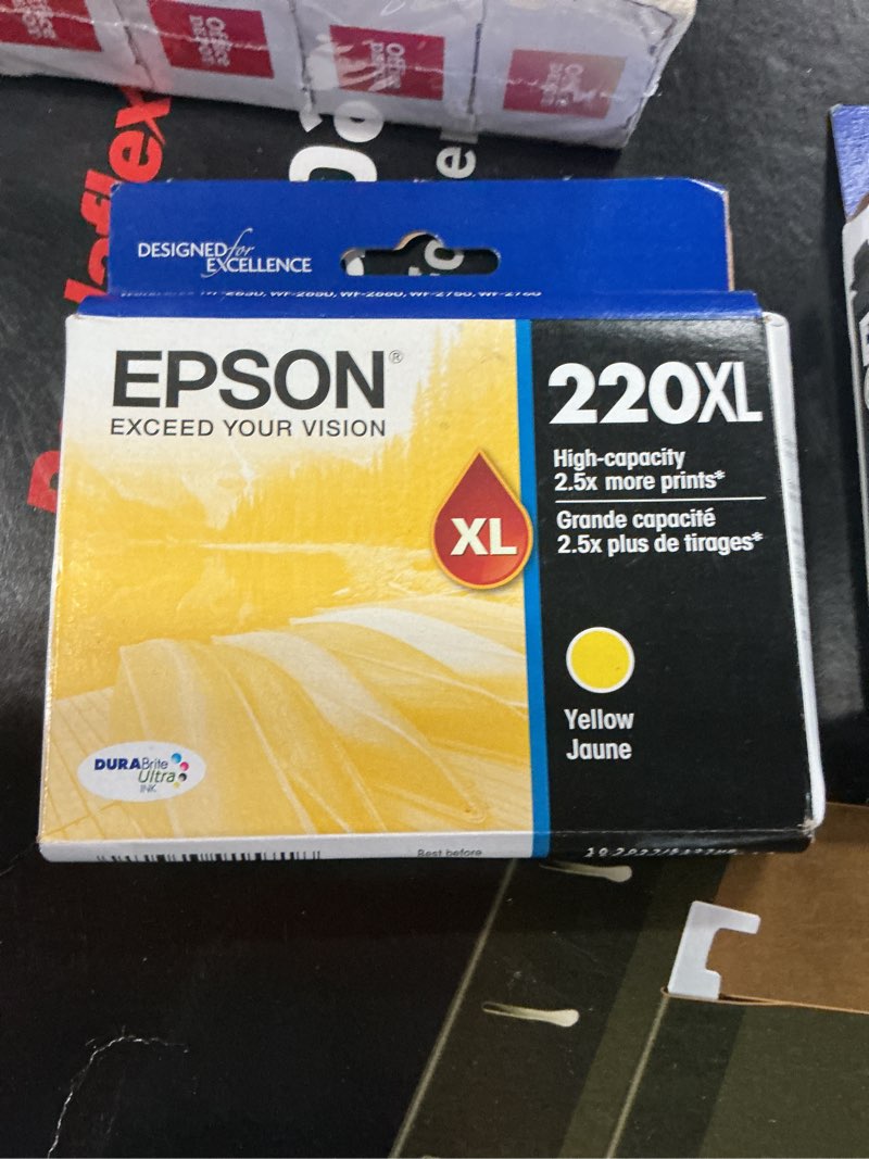 Condition photo showing New/Like New for epson 220 durabrite ultra ink high capacity yellow cartridge (t220xl420-s) works with workforce wf-2630,2650, 2660, 2750, 2760 and expression xp-320,420, 424