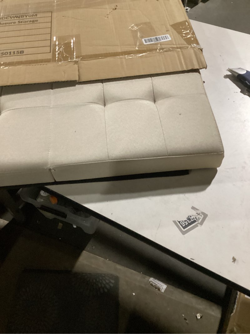 Condition photo showing Good Condition for Cat Litter Box Enclosure Furniture for Odor Control, Hidden Cabinet Cats Litter Ottoman with Flip-Up Lid,Cat Litter Box Bench with Storage Space, Dog Proof (Cream, Large) Cream Large