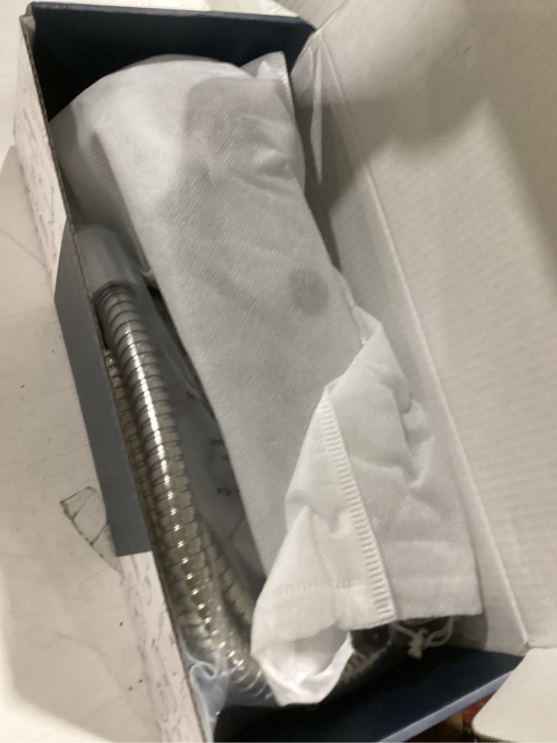 Condition photo showing As Is for filtered shower head with handheld, high pressure water flow and multiple spray modes shower head with filter, power wash for hard water, showerhead with on/off switch for pets bath (chrome)