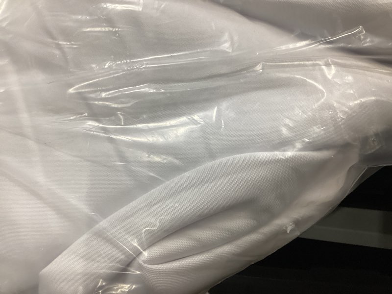 Condition photo showing As Is for 6-pack white round tablecloths, 120 inches, stain-resistant polyester for 5-6 ft round tables - washable table covers for weddings, banquets, birthday, parties, events white 120 in, 6 pack