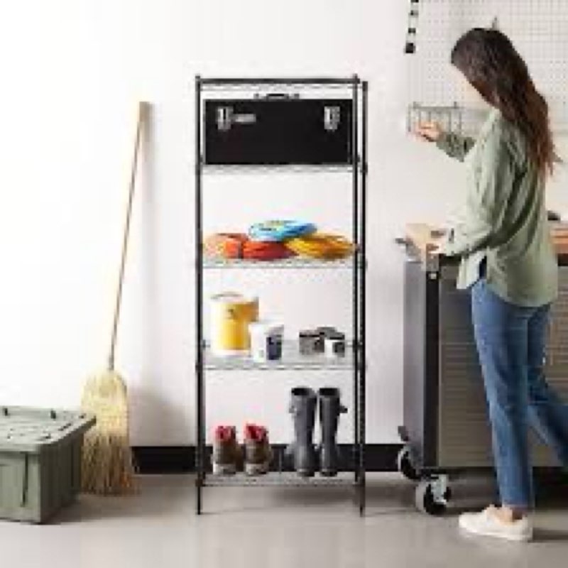 amazon basics 5-shelf multipurpose adjustable steel garage shelving unit, storage rack for kitchen, 