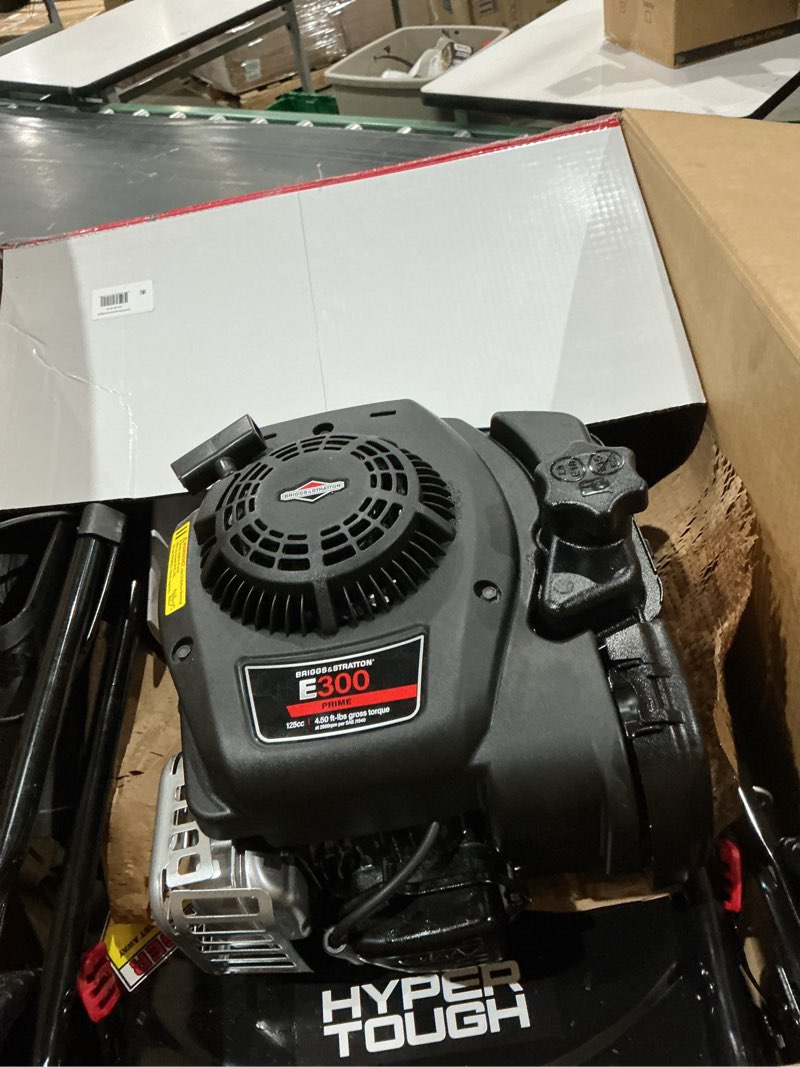 Condition photo showing As Is for hyper tough 20-inch 125cc gas push mower with briggs & stratton engine