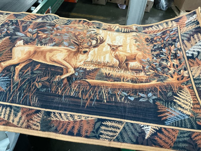 Jungle Forest Moose Deer Rug for Bedroom Home Decor Tropical Woodland Leaves Area Rugs Rustic Farmhouse Entryway Floor Mat Carpets, 3x5ft