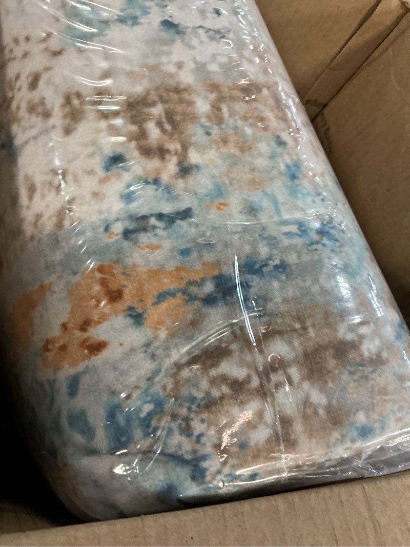 Condition photo showing Good Condition for ompaa living room rug 6x9 blue area rug machine washable boho rug non slip abstract vintage indoor large rugs for bedroom, classroom, college dorm, farmhouse, dining room, kids playroom 6' x 9' (rectangular) blue