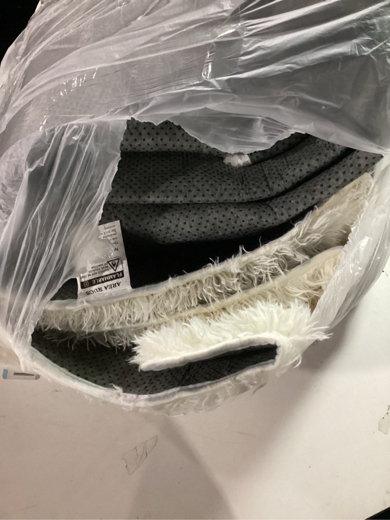 Condition photo showing As Is for 8x10 Area Rugs for Living Room, Ultra Soft Fluffy Large Shaggy Rug Carpet for Bedroom, Non-Slip Fuzzy Plush Rugs for Nursery Boys Girls Kids Room Modern Indoor Home Decor, Cream White 8x10ft Cream White