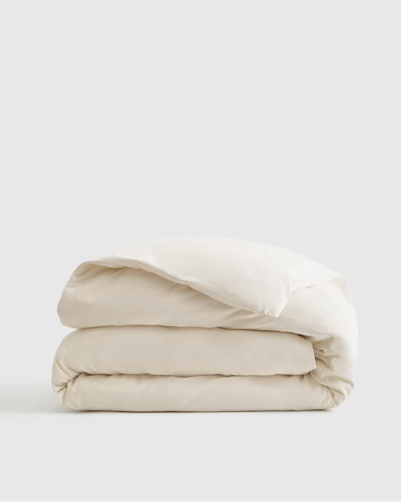 quince luxury organic sateen duvet cover ivory full/queen