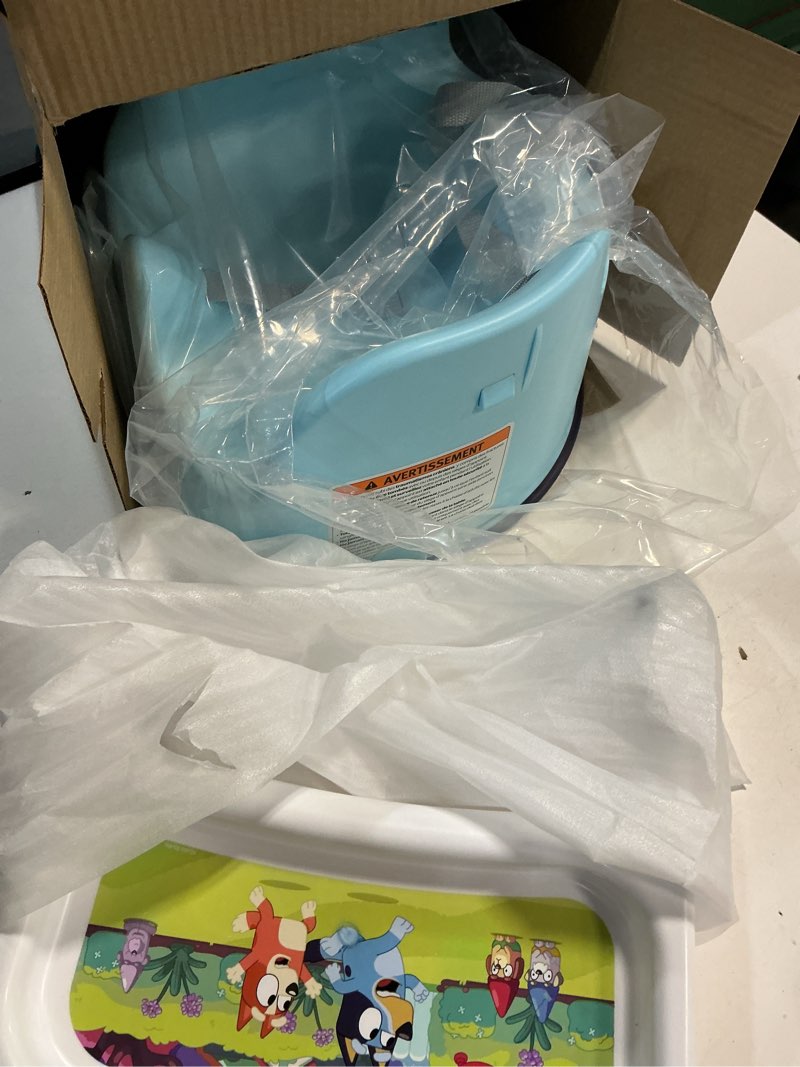 Condition photo showing Good Condition for The First Years Bluey Booster Seat for Kitchen Chair- Includes Removable Tray - Contoured Toddler and Baby Seat with 3-Point Harness for Mealtime - Lightweight Portable Travel Booster Seat