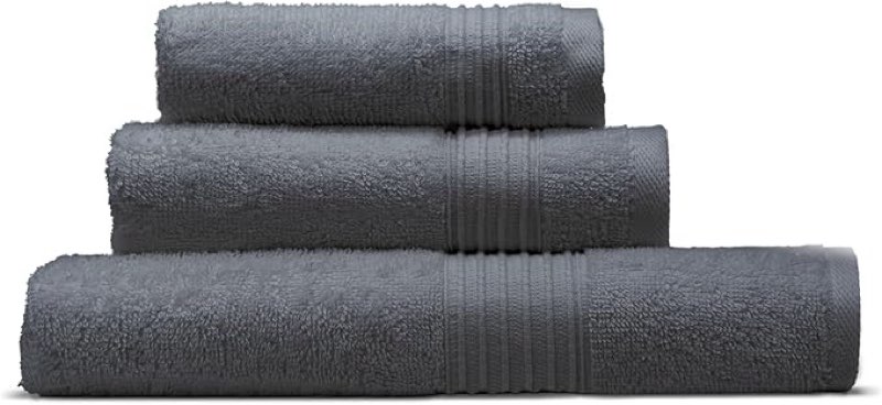 Cosy House Collection 3-Piece Essential Cotton Bath Towel Set - Ultra Soft, Absorbent & Quick Drying ( Grey )
