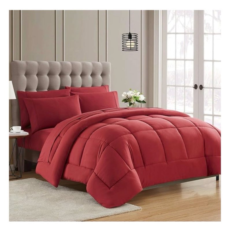 sweet home collection down alternative comforter all season warmth luxurious plush loft microfiber fill duvet insert bedding, queen , burgundy (pack of 8)