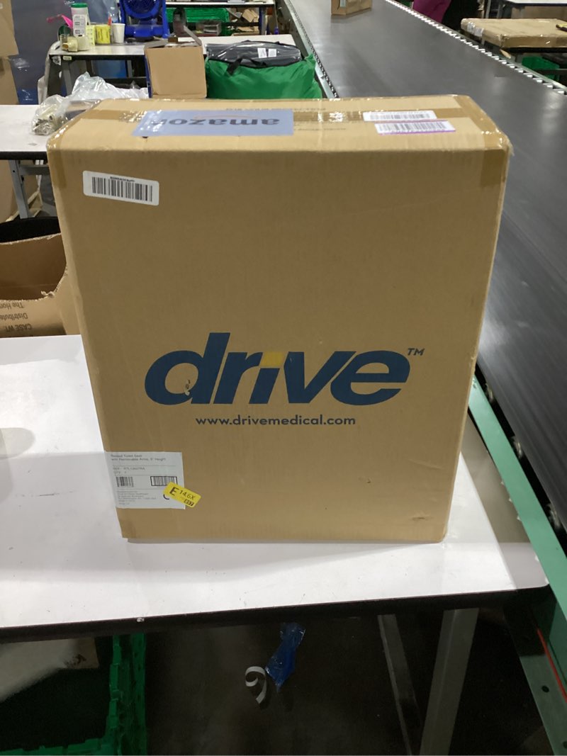 Condition photo showing Good Condition for drive medical 2-in-1 raised toilet seat with removable padded arms | raised toilet seat offers removable padded arms and secure locking attachment for standard toilets and safety