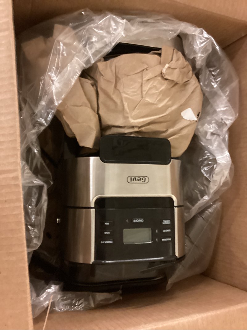 Condition photo showing As Is for gevi 10-cup drip coffee maker with built-in burr grinder & programmable timer, 1.5l water tank, auto keep-warm, reusable filter - fresh ground coffee machine (black) 12.4"d x 8.4"w x 16.9"h
