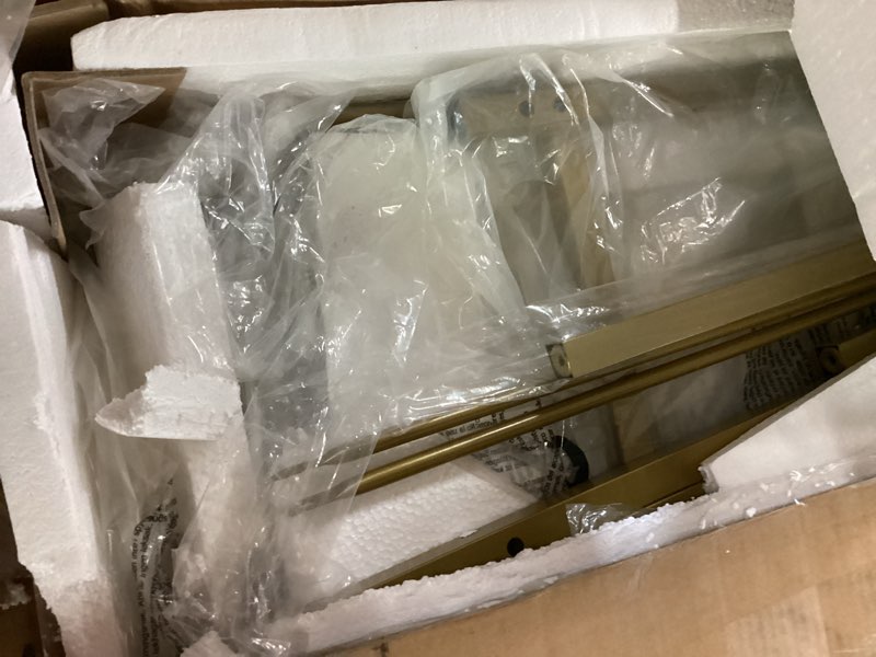 Condition photo showing As Is for DWVO U Shaped Desk with Drawers, 79" Reversible L Shaped Desk with Power Outlets & LED Lights, Corner Computer Desk with Monitor Stand & Storage Shelves, Rustic Brown