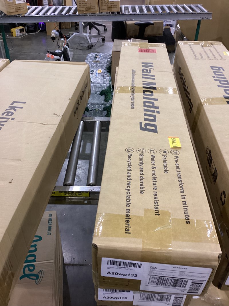 Condition photo showing New/Like New for Art3dwallpanels Pre-Cut Wall Molding Set of 6 pcs, Ready-to-Assemble Wainscoting Panels for Interior Wall Décor Living Room Bedroom Accent Wall - Installed with Glue, 3 Top 3 Bottom White: Style 4