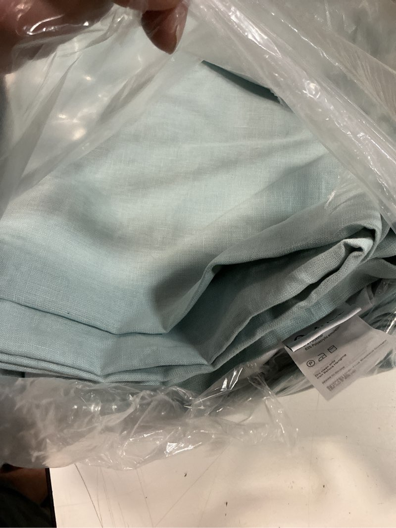 Condition photo showing Good Condition for european linen true blackout curtain, 48x84, light blue