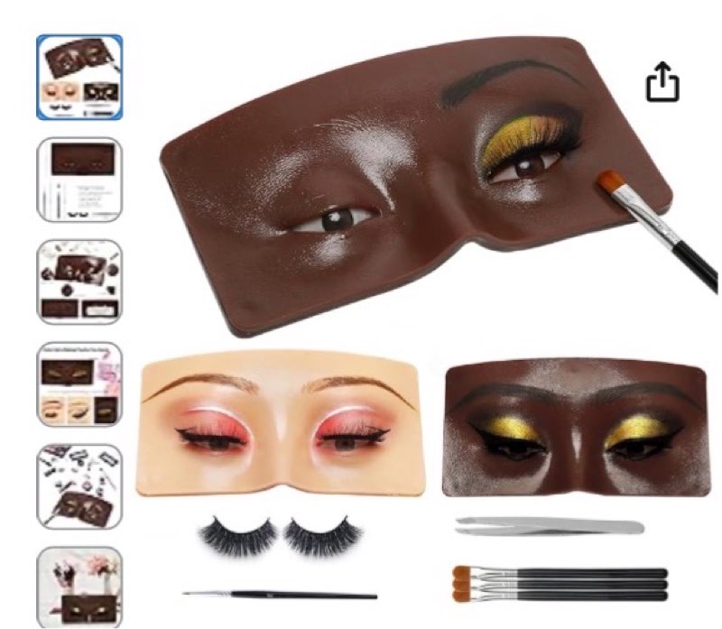 GFPGYQ 3D Eye Practice Board, Perfect Aid for Makeup Practicing, Reusable Silicone Face Mannequin for Beginners to Practice Eyeshadow Kit (Black)