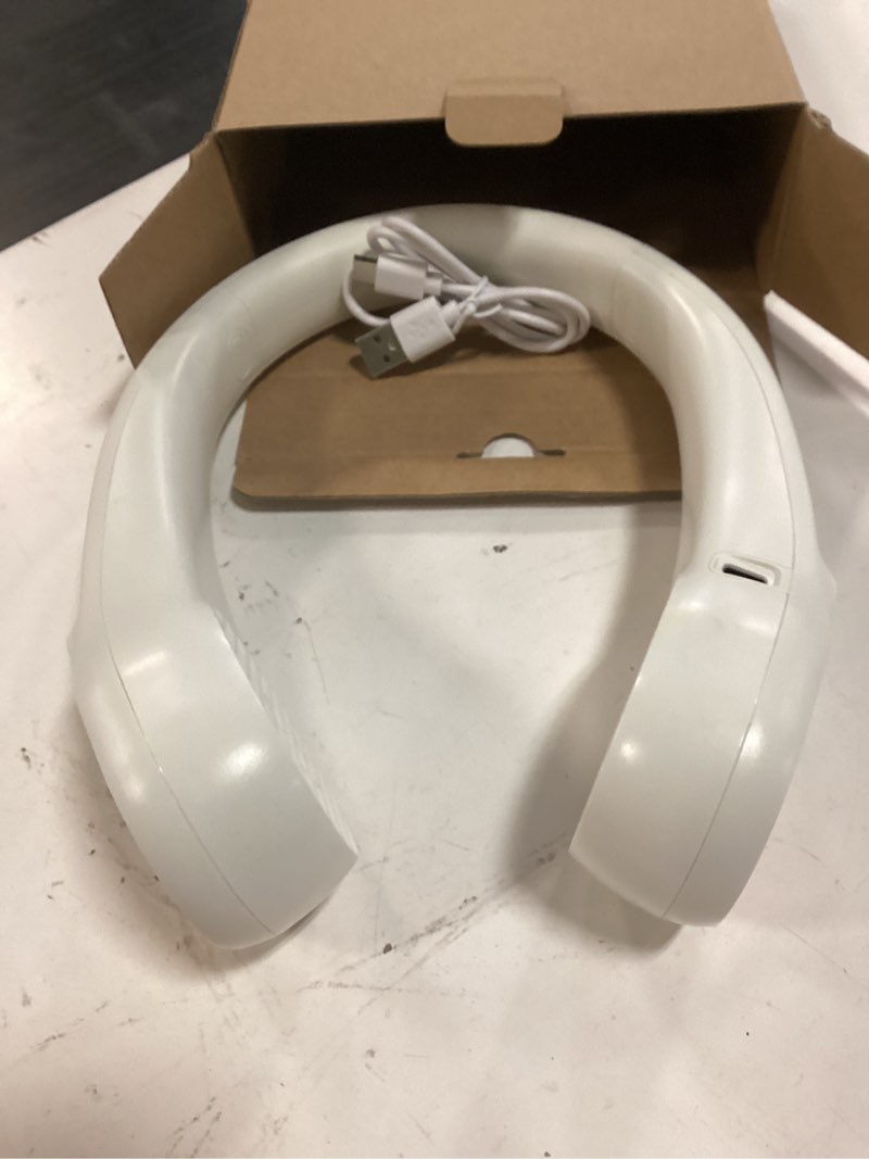 Condition photo showing New/Like New for frsara neck fan, portable personal fan strong wind, 4000mah, air volume,360° cooling, no hair twisting, air volume on 2 sides, non-slip, quick charge, long use time, birthday gift for women, dad, men white