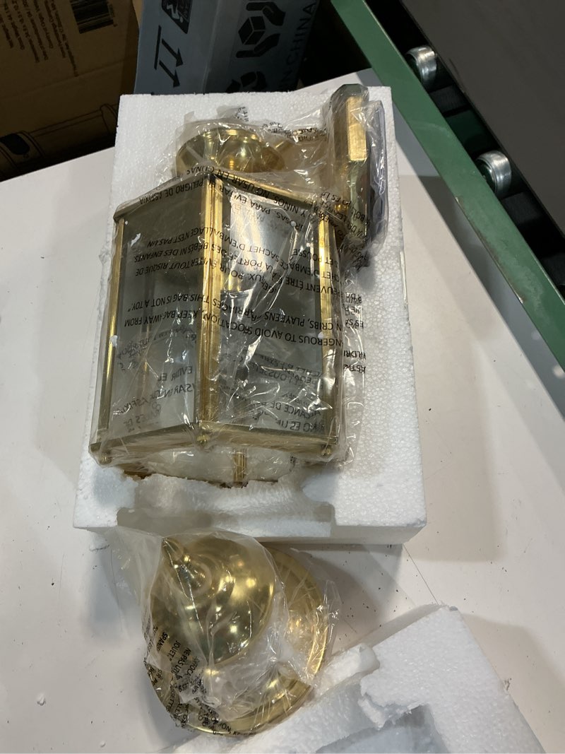 Condition photo showing New/Like New for livex lighting 2006-02 basics 1 light pb outdoor wall lantern, polished brass