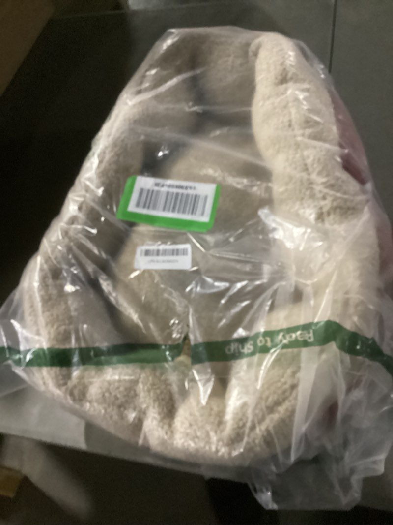 Condition photo showing As Is for Petmate Aspen Pet Self Warming Round Bed, 19.5 Inches, Barn Red and Cream