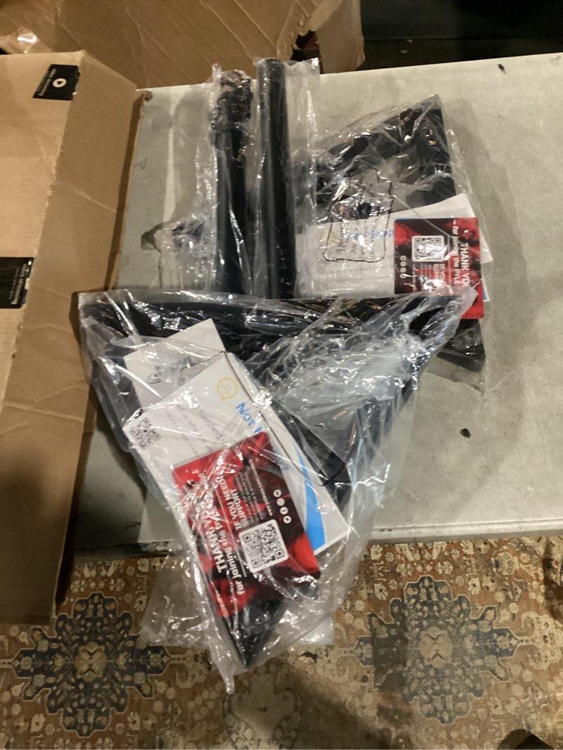 Condition photo showing Good Condition for pyle speaker stand pair of sound play 1 and 3 holder - telescoping height adjustable from 26” - 52” inch high heavy duty three-point triangle base w/ floor spikes and 9” square platform, black speaker amplifier stand