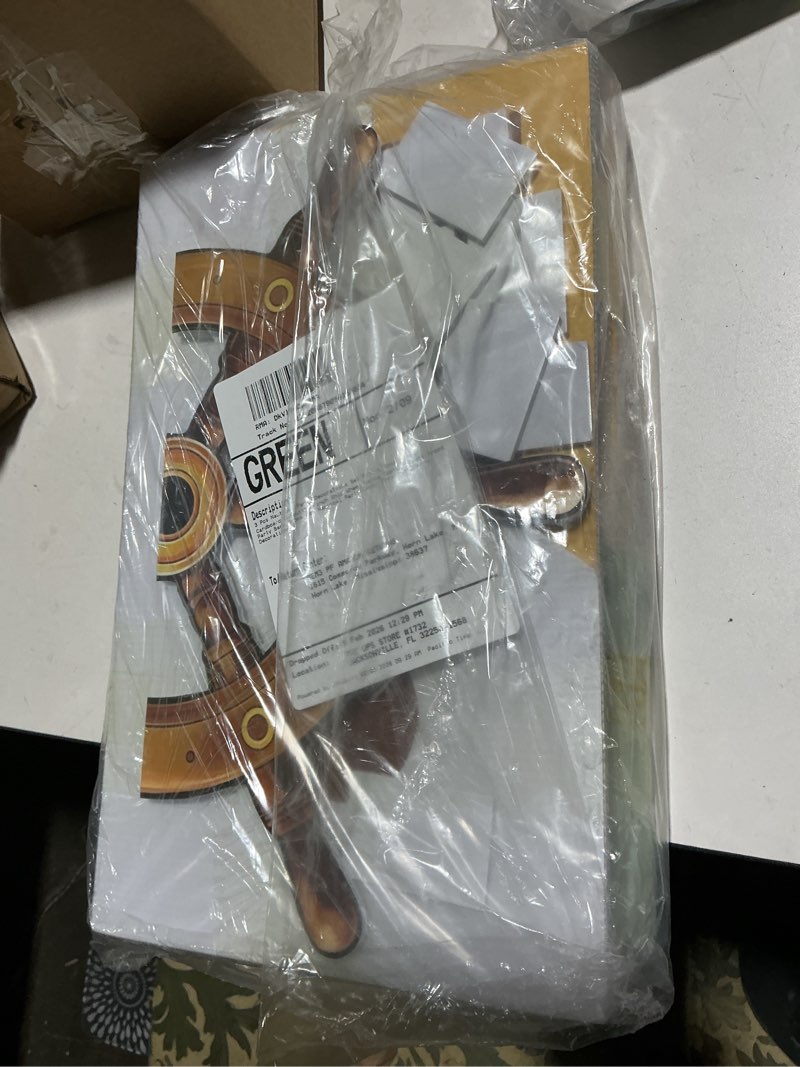 Condition photo showing As Is for 3 Pcs Nautical Party Decorations Set Pirate Ship Wheel Cardboard Cutout15.8 inch Ship Wheel Large Captain Photo Props Party Back Drops for Nautical Party Decor Christmas Party Decorations