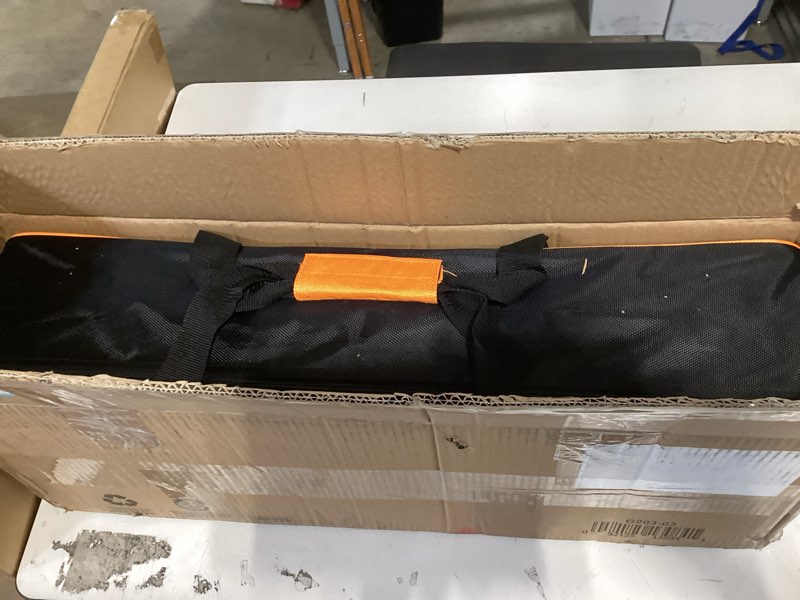 Condition photo showing New/Like New for baden champions portable badminton set regulation net, 4 racquets, 3 shuttlecocks, boundary & carry bag ideal for backyard fun with friends and family from kids to adults official size (5' 1") orange/gray