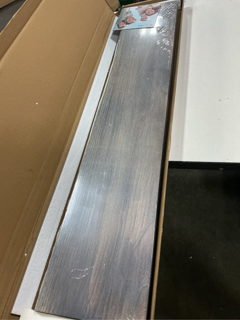 Condition photo showing New/Like New for 40" rustic elm floating shelves - solid wood live edge with invisible brackets, wall mounted shelf for living room, kitchen & bathroom decor, brown
