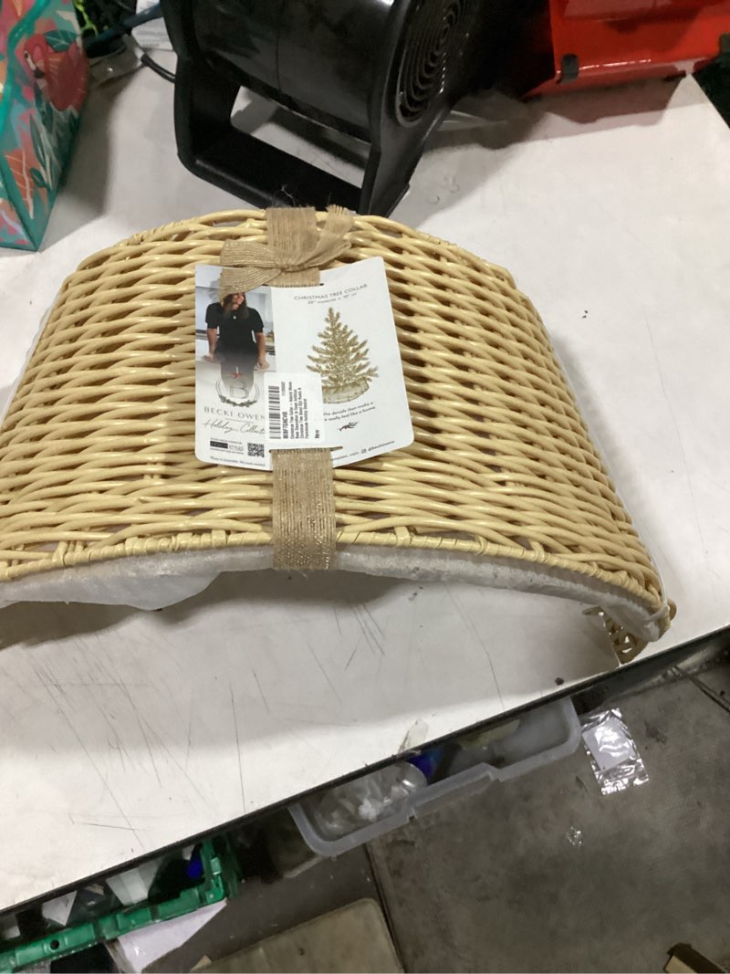 Condition photo showing Good Condition for christmas tree collar - natural woven base decoration to cover artificial christmas tree stand – rustic & farmhouse holiday decorations - christmas tree collars for artificial trees - by becki owens