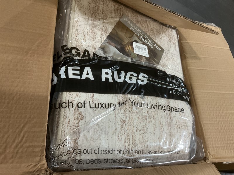 Condition photo showing Good Condition for uermei 8x10 area rug living room rugs - washable neutral modern abstract soft thin rug indoor floor no slip rug carpet for bedroom under dining table home office decor - beige/brown beige/brown 8' x 10' (rectangular)