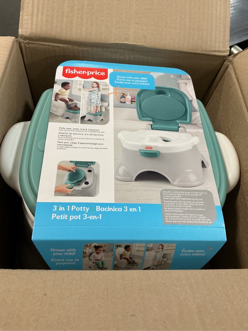 Condition photo showing Good Condition for fisher-price™ 3-in-1 toddler toilet training potty chair and step stool, with removable toilet ring