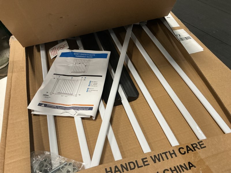 Condition photo showing As Is for 30 inch tall baby gate auto close dog gate adjustable 29.92"-43.71" wide pressure mounted walk through swing pet gate for doorways (29.92"-43.71" wide)