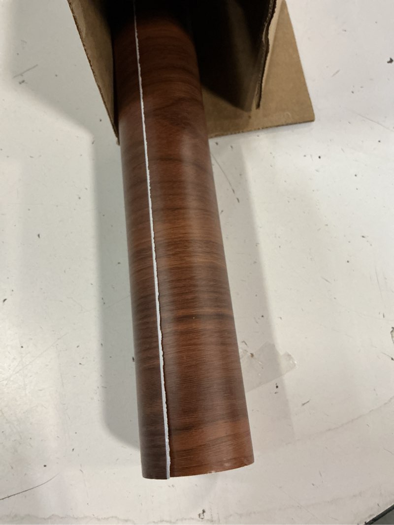 Condition photo showing Good Condition for bomeng walnut wood contact paper 32x158 inch dark brown wood wallpaper peel and stick waterproof removable faux wood grain vinyl wrap vintage countertop paper for drawer liner cabinets walls desk walnut wood 32" x 158"