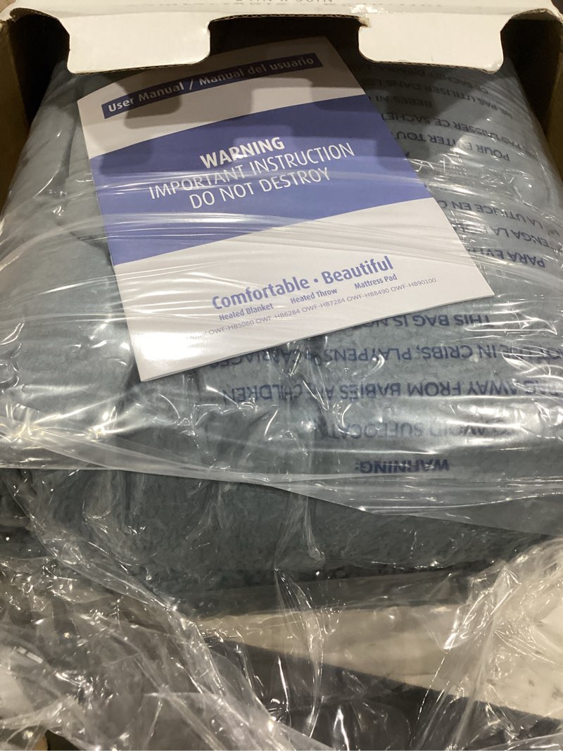 Condition photo showing Good Condition for snugsun electric heated blanket king size with dual control, soft and cozy thickened flannel and sherpa electric blanket for bed, 6 heating levels & 10 hours auto-off, 100"x90" london grey 01 - london grey king size 100"x90"