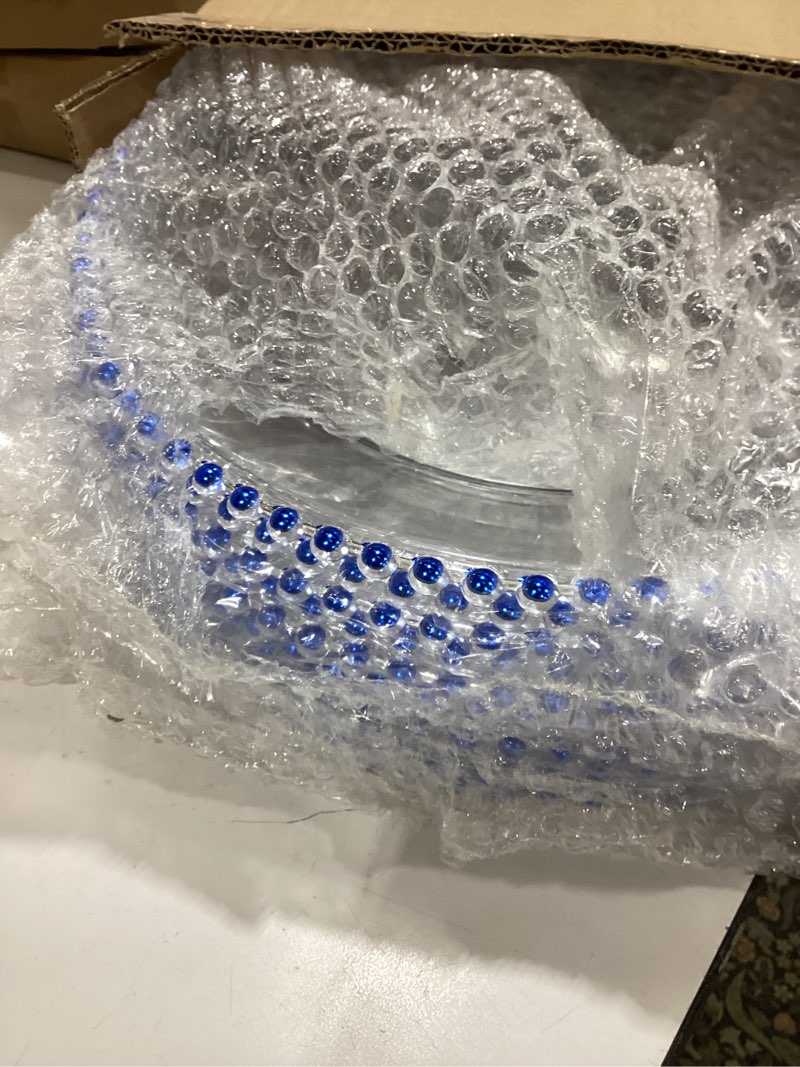 Condition photo showing Good Condition for 12 pack clear charger plates bulk wedding, 13 inch plastic round dinner chargers with blue beaded rim, acrylic round decorative plates for wedding party home and tabletop decor (blue) blue 12 pcs