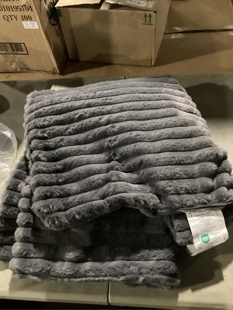 hobestluk 3ft bean bag chairs for adults large beanbag chair with chevron plush fur cover big bean bag chair for living room bedroom dorm office - grey (36” x 36” x 22”