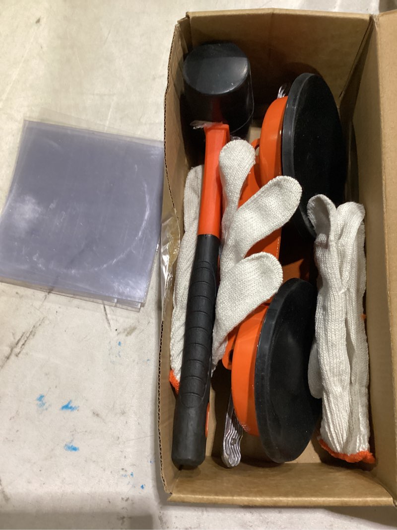 Condition photo showing Good Condition for saker floor gap fixer tool kit with mallet, 10pcs washable pads & gloves, suction cup tool for laminate floor gap repair, vinyl plank & wood floors (dual suction cup+rubber mallet)
