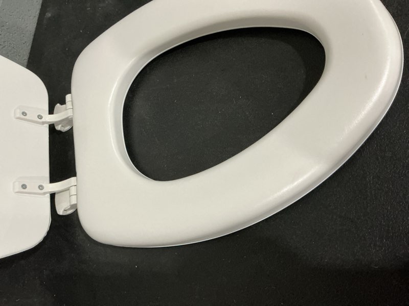 Condition photo showing Good Condition for mayfair by bemis eden cushioned vinyl white elongated padded toilet seat