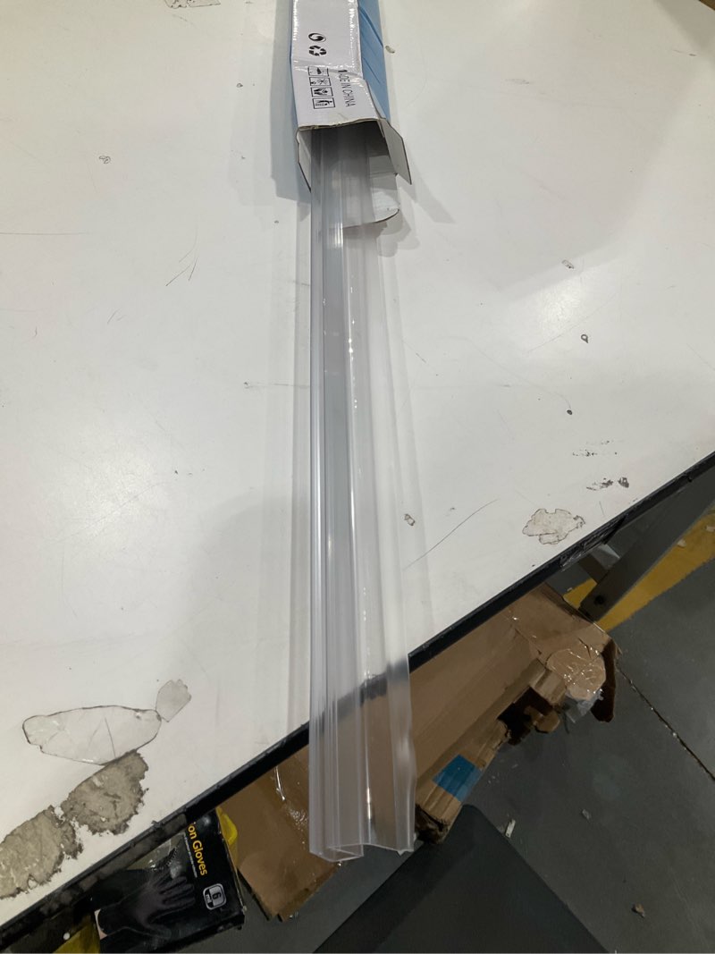 Condition photo showing As Is for missing 1 pcs, sliding shower door bottom seal, 2 pcs 3/8\\\" x 36\\\" sliding shower door sweep for 3/8inch glass, frameless glass door seal strip stop shower leaks and create a water barrier for 3/8\\\" glass