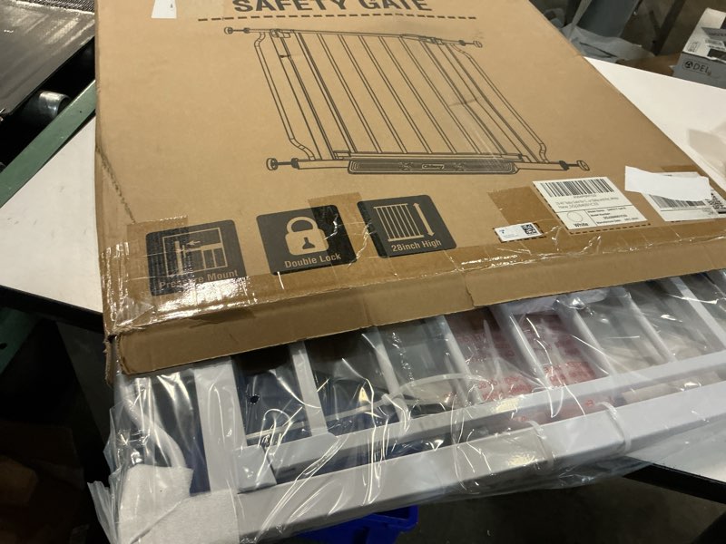 Condition photo showing Good Condition for baby gate no drilling, 29"-40" auto close dog gate indoor for doorways & stairs, pressure mounted adjustable pet gate, easy walk through child gate for children & pets stroller friendly, white