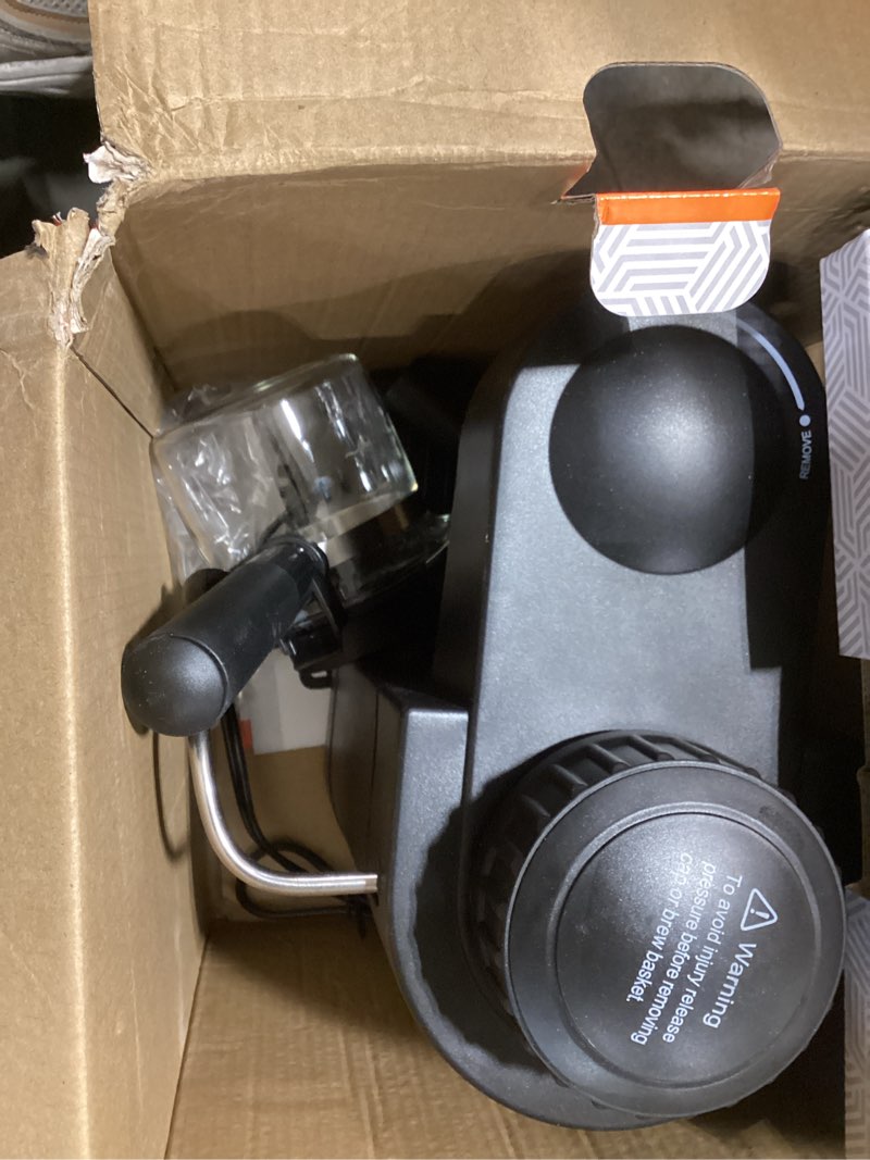 Condition photo showing As Is for imusa usa gau-18202 4 cup espresso/cappuccino maker,120 volts, black classic (missing parts)