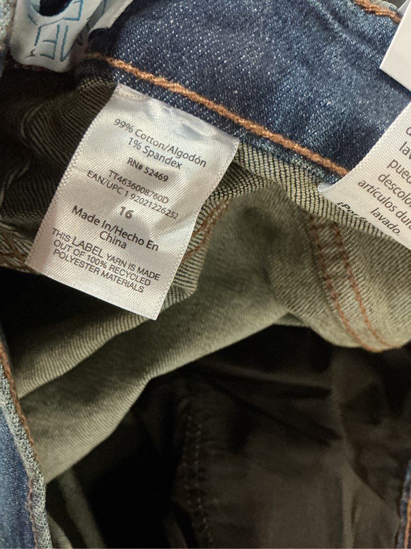 Condition photo showing Good Condition for time and tru women's mid rise boyfriend jeans, 16" inseam, size 16