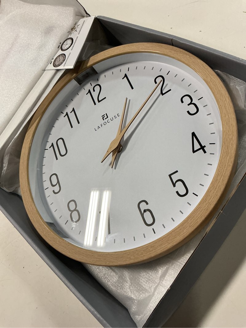Condition photo showing New/Like New for lafocuse night light wall clock beige, 12 inch silent light up wall clocks glow in the dark battery operated for bedroom living room
