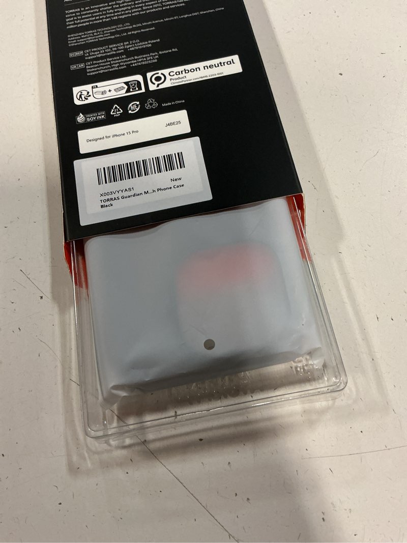 Condition photo showing New/Like New for torras shockproof for iphone 15 pro case 6.1", 12ft military grade drop tested, anti-fingerprint anti-scratch semi-clear back with silicone slim thin protective phone case for 15 pro, black iphone 15 pro 6.1" black