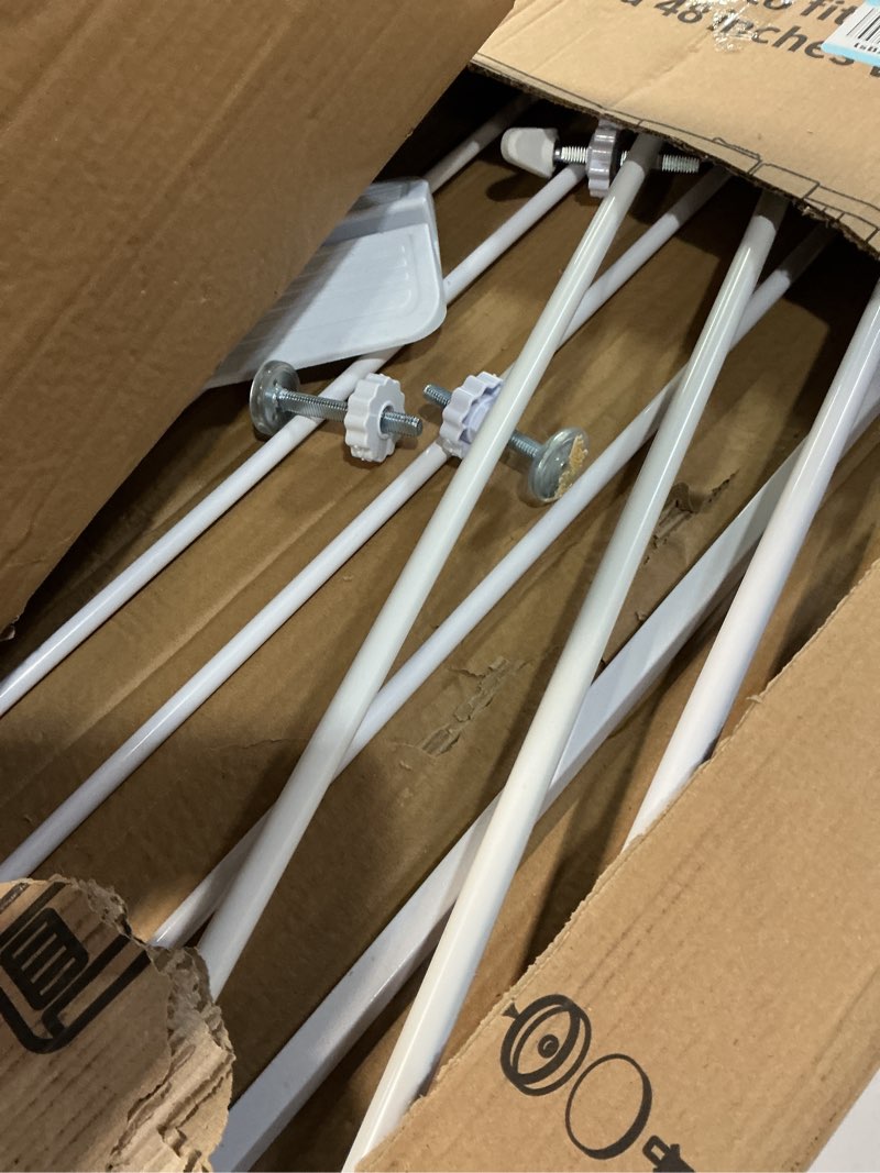 Condition photo showing Good Condition for cumbor 29.7-48" baby gate for stairs, mom's choice awards winner-dog gates for doorways, auto close safety pet gate for dogs indoor, easy install pressure mounted child gate with walk thru door, white white 29.7-48"w x 30.5"h