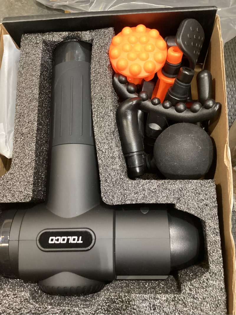 Condition photo showing Good Condition for toloco massage gun, deep tissue back massage for athletes for pain relief, percussion massager with 10 massages heads & silent brushless motor, mothers day gifts, black