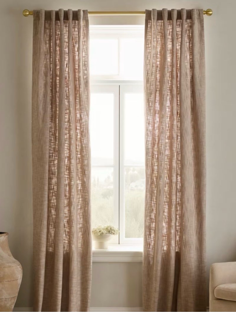 quince textured cotton curtian 48”x84” in flax