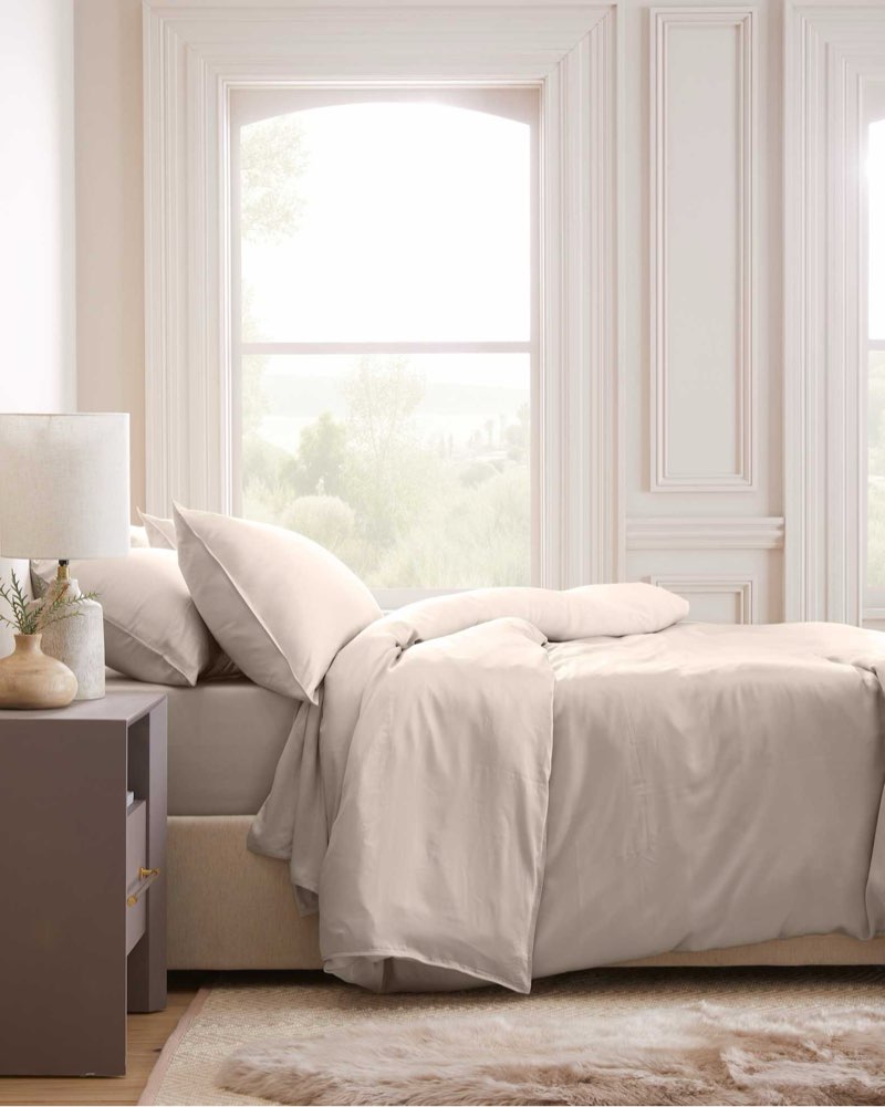 quince, organic bamboo duvet cover /king/sand