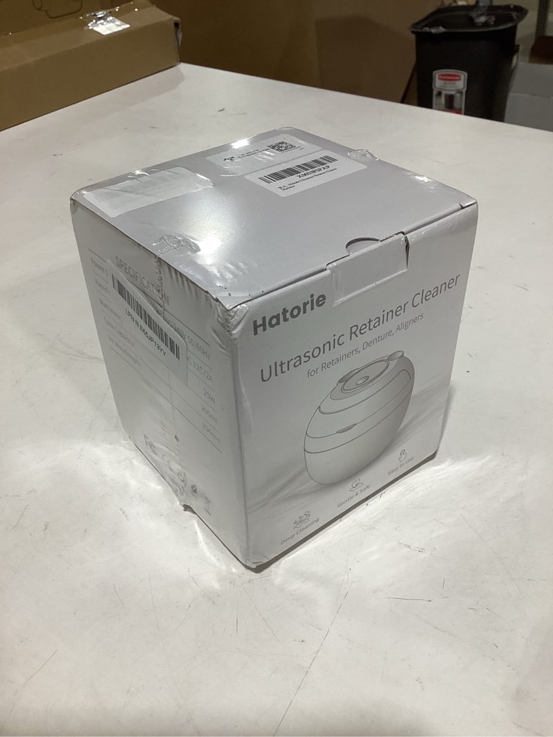 Condition photo showing New/Like New for ultrasonic retainer cleaner machine, 45khz deep gentle dental cleaning pod with 304 stainless steel tank, 4 cleaning modes for aligners, dentures, mouth guards, night guards, toothbrush heads white