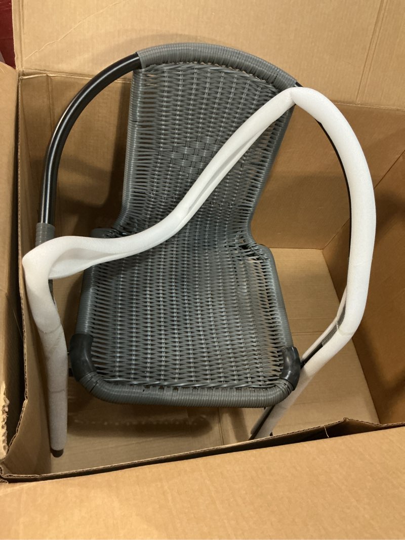 Condition photo showing Good Condition for flash furniture lila medium brown rattan indoor-outdoor restaurant stack chair