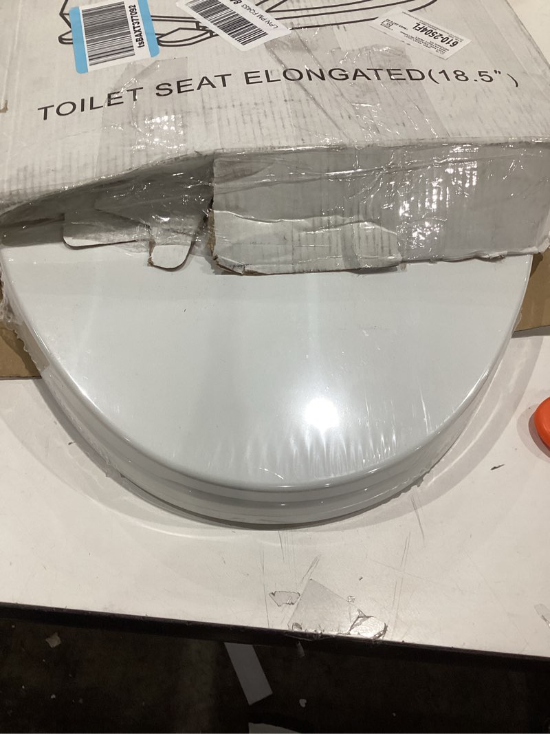 Condition photo showing New/Like New for elongated toilet seat, 18.5” soft/slow close oval (oblong) toilet seat for elongated toilets, no-slam quiet-close lid, easy-to-install & clean, durable never-loosen white plastic seat white elongated(oval)