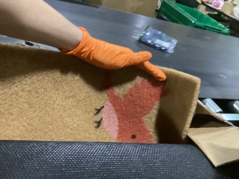 Condition photo showing New/Like New for yinhua colorful birds coir doormat, low pile welcome mats with non-slip rubber backing, natural front door mat coconut fiber surface, heavy duty door mats for entryway porch 24"x36"